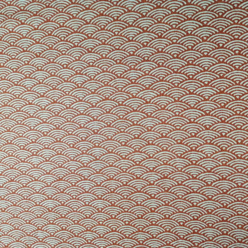 Tissu rouge japonais en coton motif vagues, SEIGAIHA, fabriqué au Japon largeur 112 cm x 1m