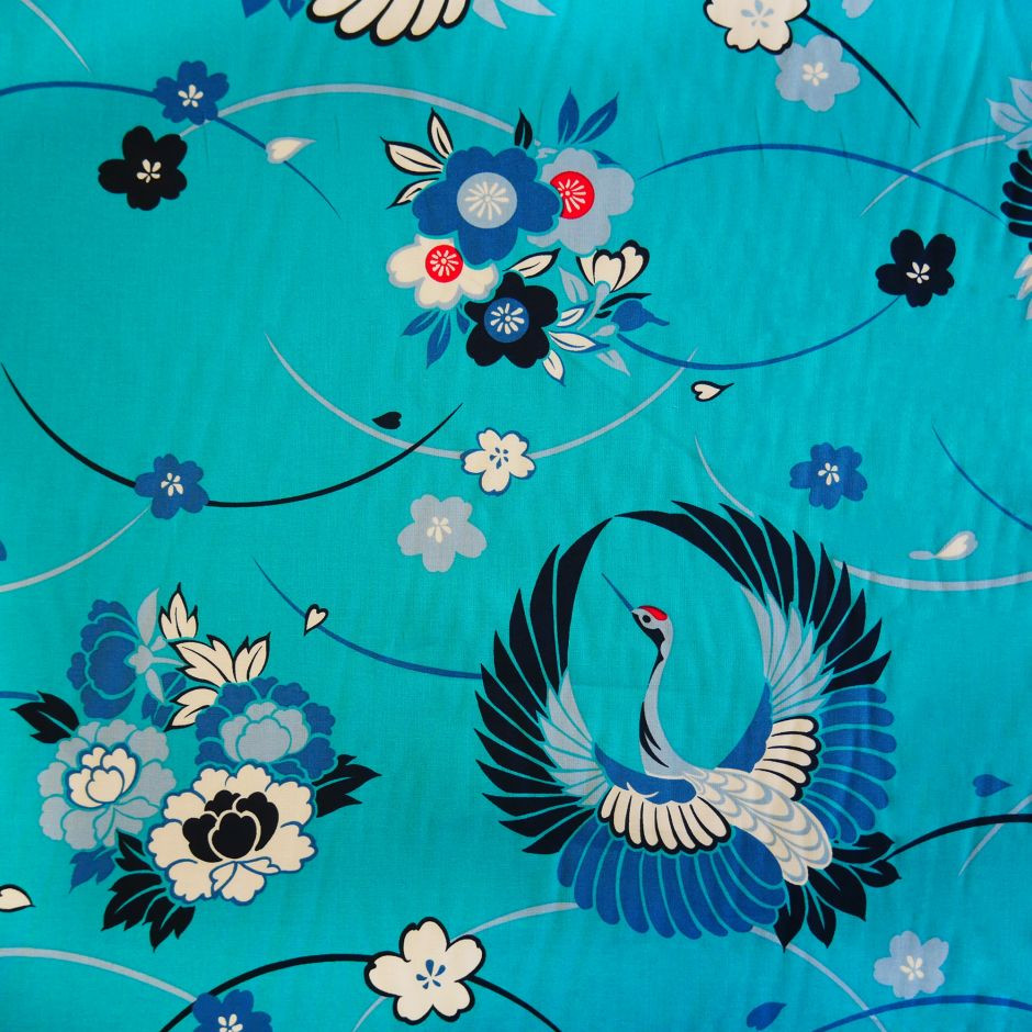 Tissu 100% Coton Imprimé Japon - Oeko-Tex® - Boulevard Tissus Coloris 63 -  Bleu turquoise