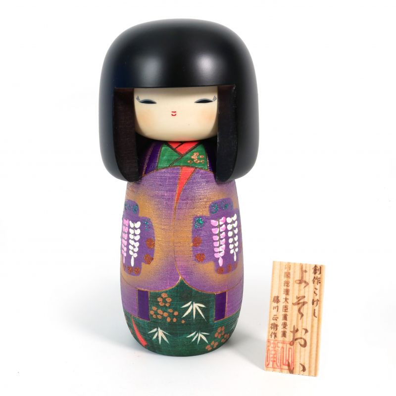 Kokeshi in legno vestito giapponese - YOSOOI