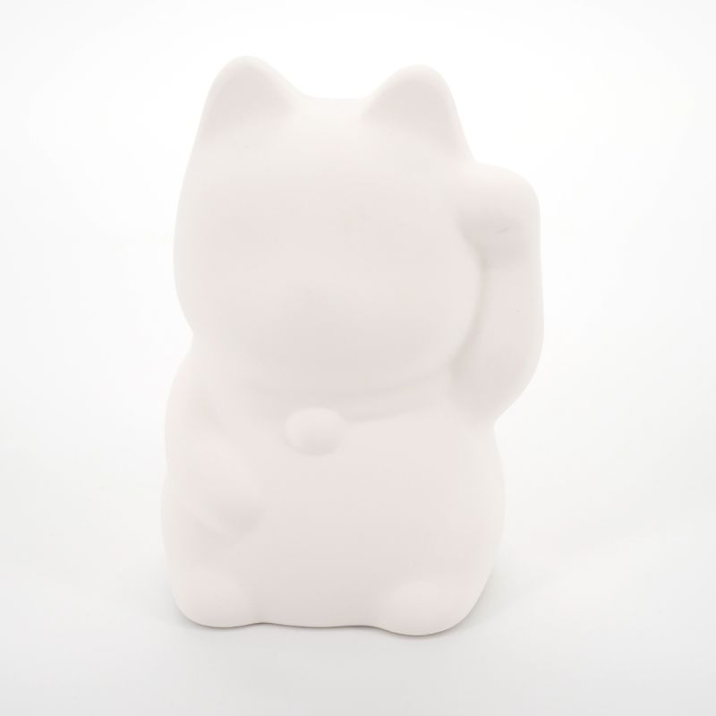 Unglazed ceramic lucky piggy bank to paint yourself, OEKAKI LEFT, left paw cat