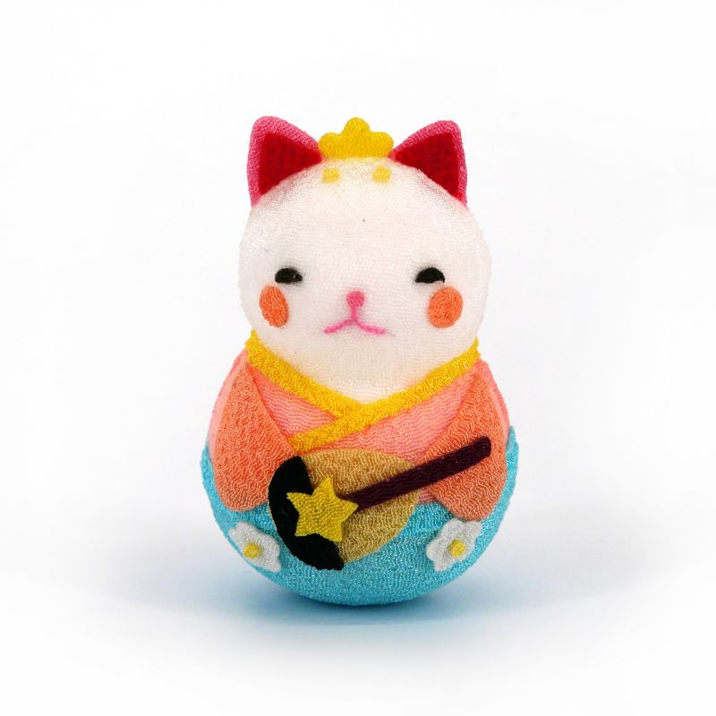 Poupée okiagari shichifuku neko des arts en tissu chirimen - OKIAGARI SHICHIFUKUNEKO BENZAITEN - 5 cm