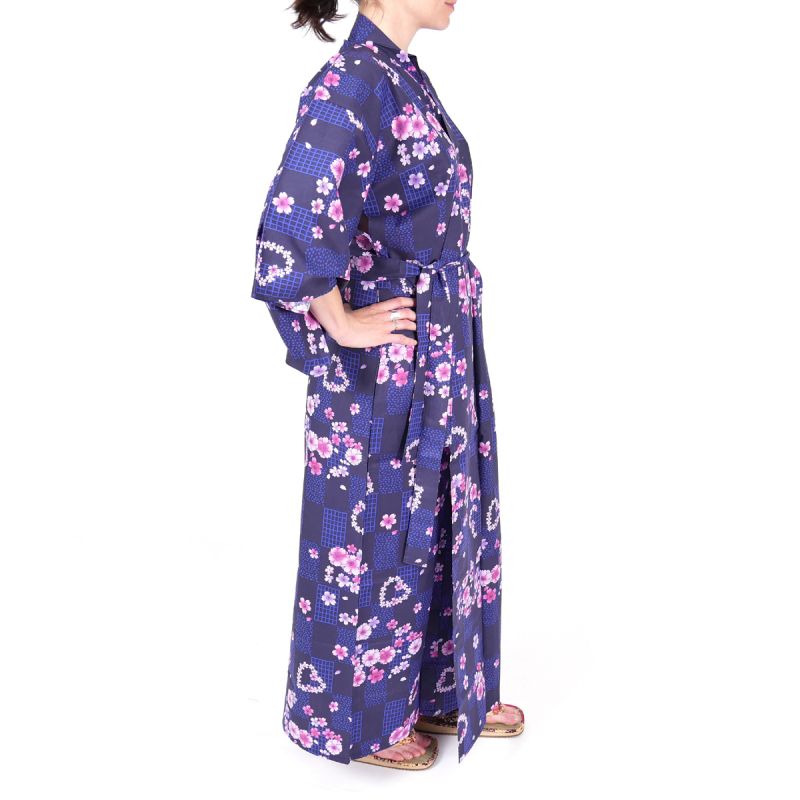 Blue cotton kimono Women KOMONICHIMATSU-NI-SAKURA