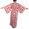 kimono japonais rouge en coton pour femme TATESHIMA-NI-SAKURA