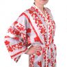 kimono japonais rouge en coton pour femme TATESHIMA-NI-SAKURA