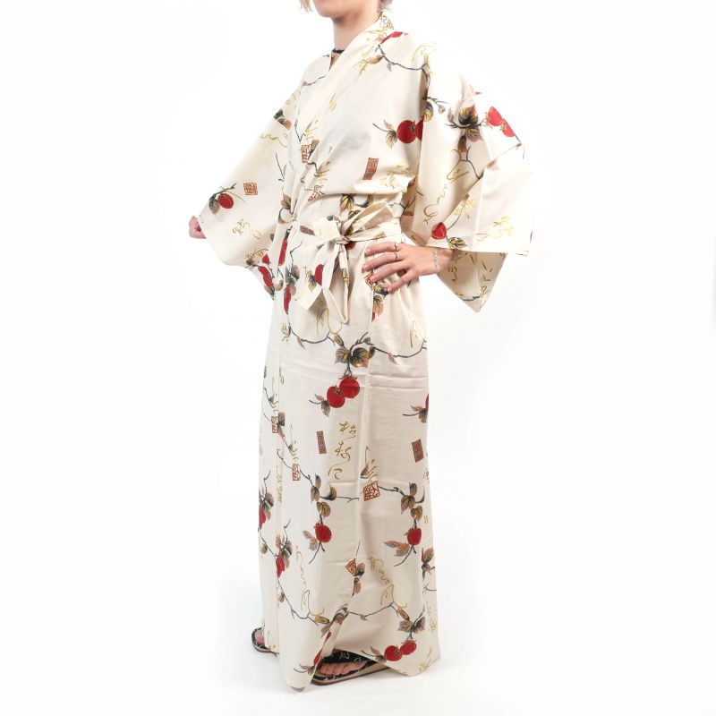 Kimono in cotone bianco per donna - KAKI