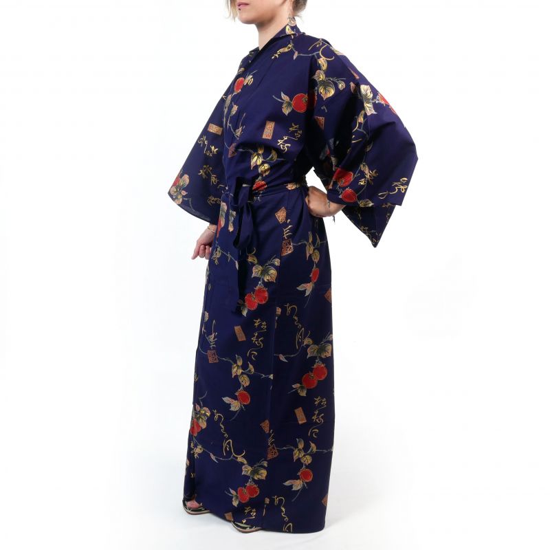 Kimono bleu en coton pour femme - KAKI