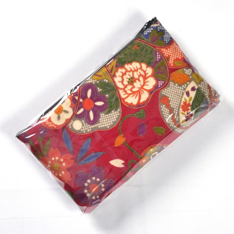 sac japonais en coton avec étui en tissu et miroir, 1887-3, rouge