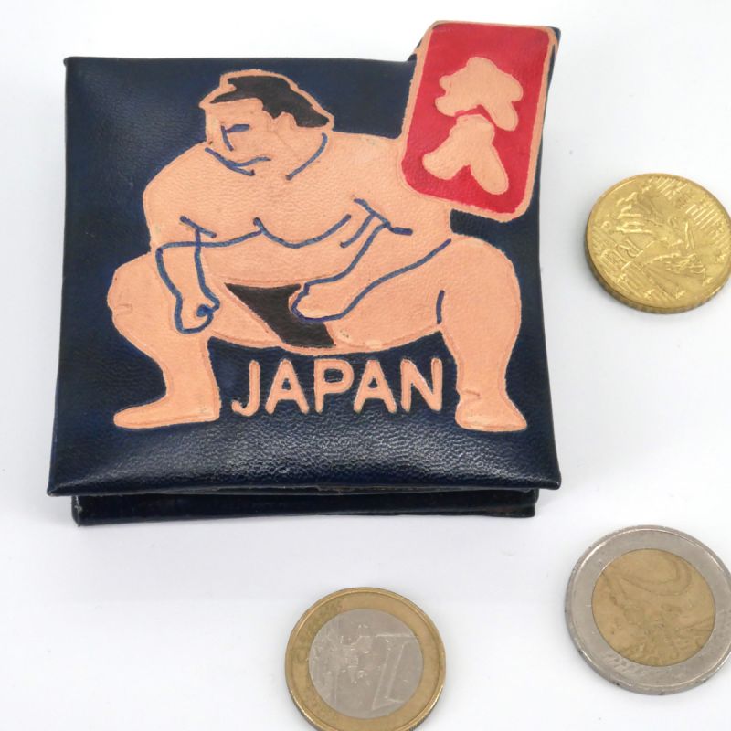 Japanese style leather wallet, SUMO, blue