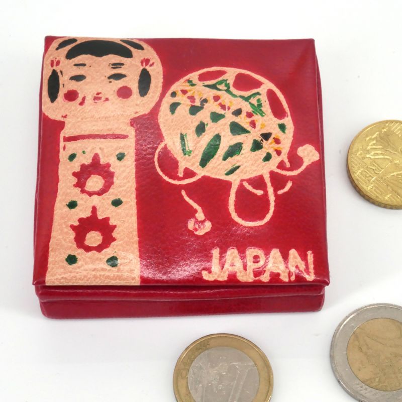 porte-monnaie en cuir, KOKESHI, rouge