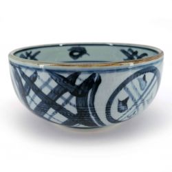 Cuenco de ramen japonés en cerámica marrón ondas negras - NAMI