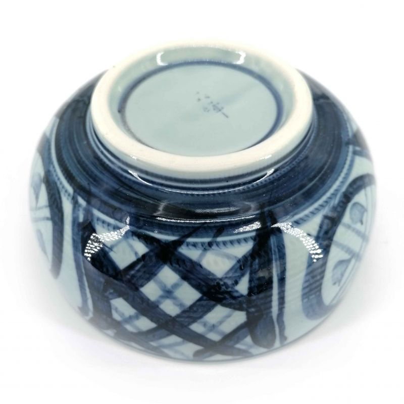 Ciotola di ramen giapponese in ceramica, grigio e blu - MIGAKIMASU