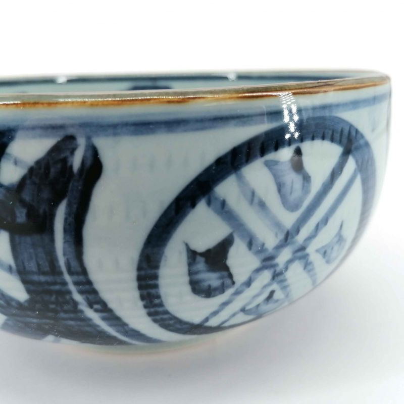Bol à ramen japonais en céramique, gris et bleu - MIGAKIMASU
