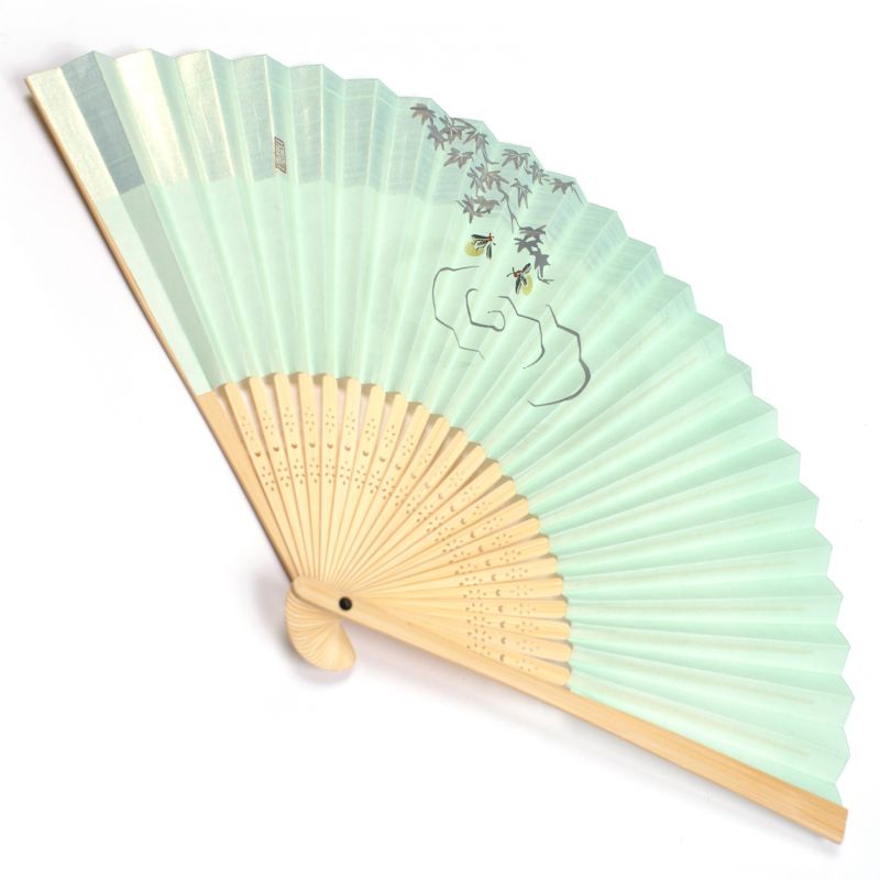 ventaglio giapponese fatto di carta e bambù, HOTARU, verde