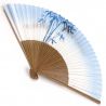 japanischer Fächer aus Papier und Bambus, TAKE, blau und weiß