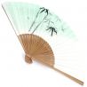 japanese fan made of paper and bamboo, KAGERO, green and white