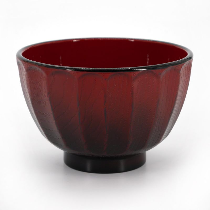 Duo de bol japonais noir et rouge en résine imitation bois - KIKUBORI BOKASHI - 10.9cm