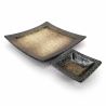 Plato de cerámica cuadrado con recipiente para salsa para tempura - HEIHO