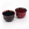 Duo de bols en résine rouge et noir, HANABISHI