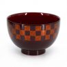 Duo de bol japonais noir et rouge en résine motif damier - ICHIMATSU - 11x7.2cm