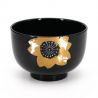 Japanese black and red resin bowl duo with flower motif packed in a furoshiki - KIZUNA - 11x7.2cm
