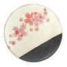 Kleiner japanischer Teller in rohen Keramik- und rosa Sakura-Blüten - SAKURA