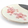 Plato japonés pequeño en cerámica cruda y flores de sakura rosa - SAKURA