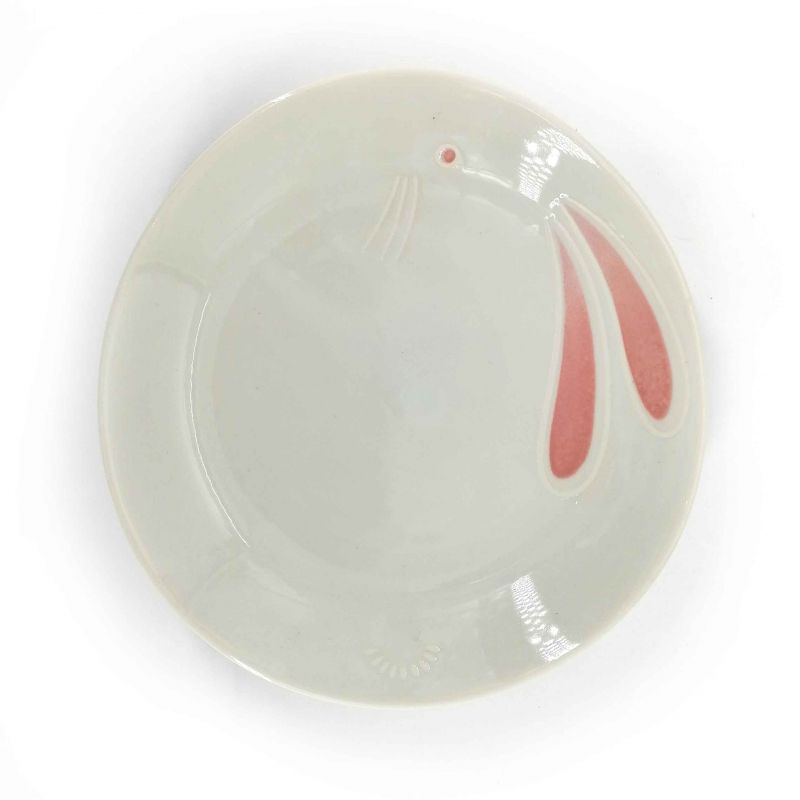 Plato pequeño conejo de cerámica blanca japonesa - USAGI
