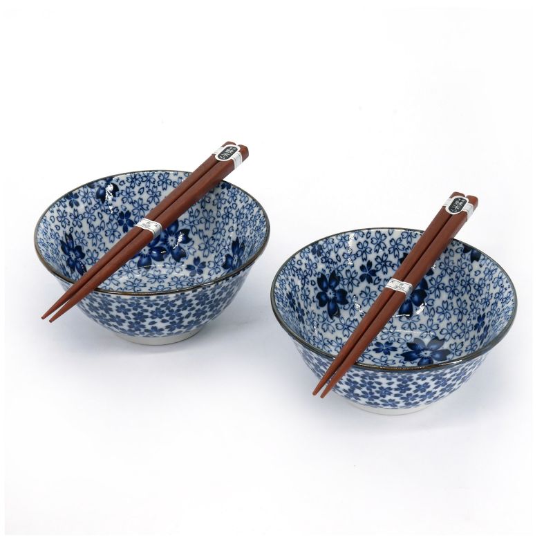 Conjunto de 2 cuencos japoneses de cerámica - AO SAKURA PATTA