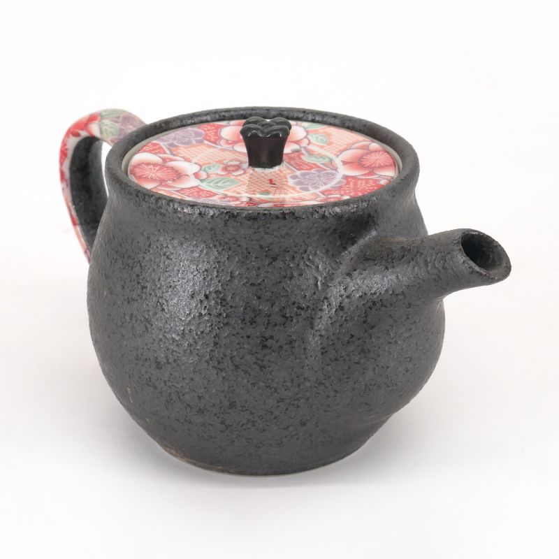 Tetera de cerámica japonesa - HANA - rosa y gris