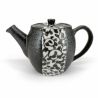 Japanese ceramic teapot with removable filter, black and arabesques - ARABESUKU