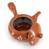 Japanese kyusu ceramic teapot with integrated filter and enamelled interior, brown - SHIROI SAKURA