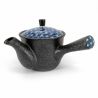 Japanische Kyusu-Keramik-Teekanne mit abnehmbarem Filter, schwarzem, gemustertem Deckel - ASANOHA