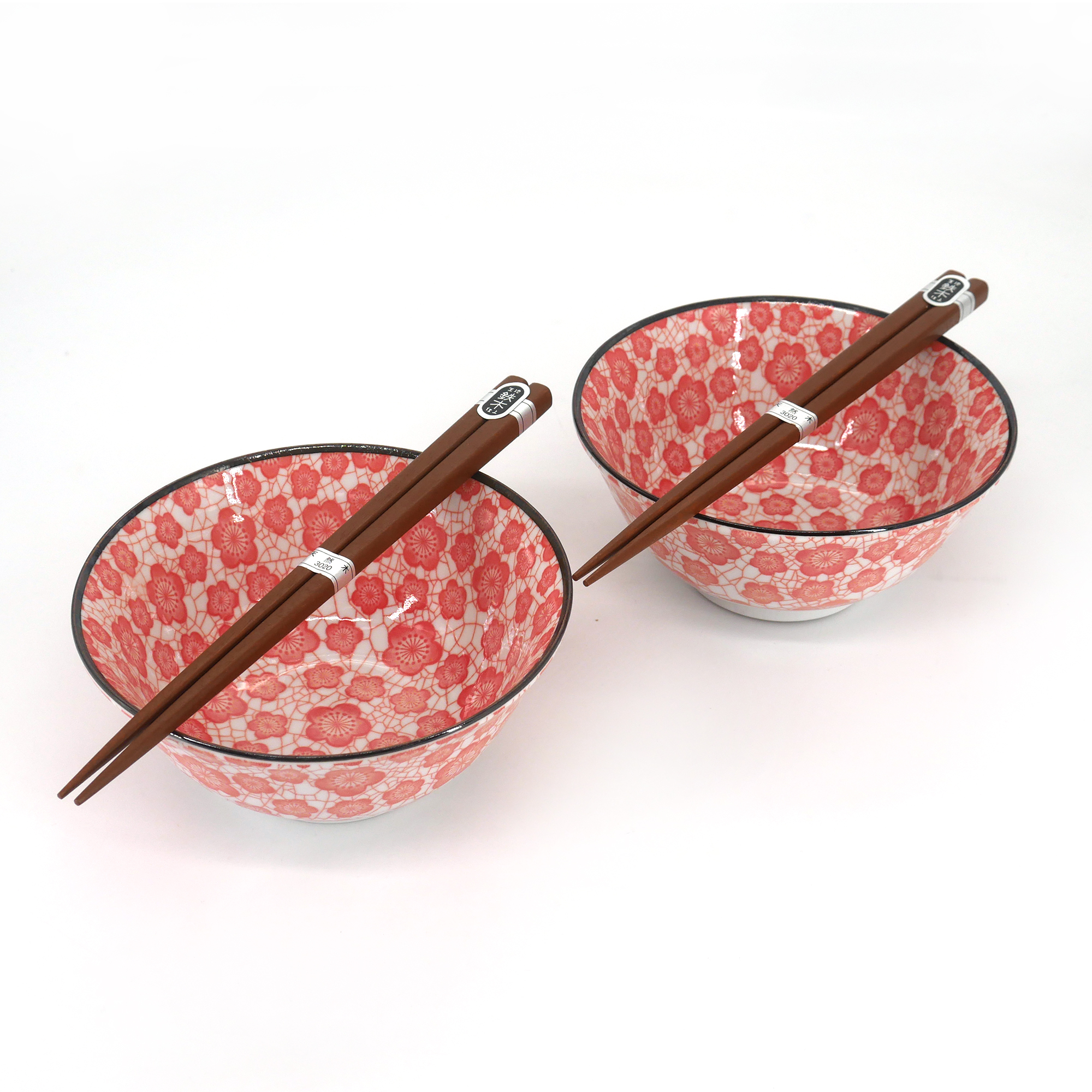 Bol à ramen japonais en céramique, blanc et rose, SAKURA