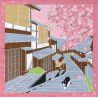 Furoshiki japonais en coton - SAKURA CAT - 50 x 50 cm