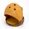 Japanese mosquito repellent support in brown ceramic in the shape of tanuki - MAMETANUKI - 18.2 cm