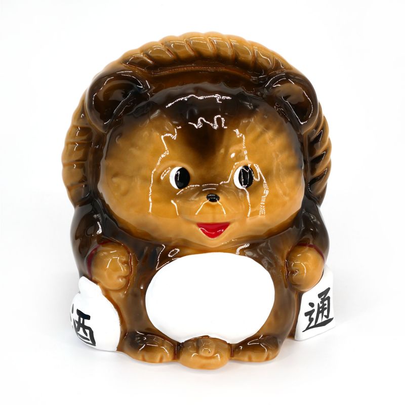 Supporto antizanzare giapponese in ceramica marrone a forma di tanuki - MAMETANUKI - 18.2 cm