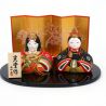 Scène représentant le couple impérial japonais en céramique - HANAMIYABI - 6 cm