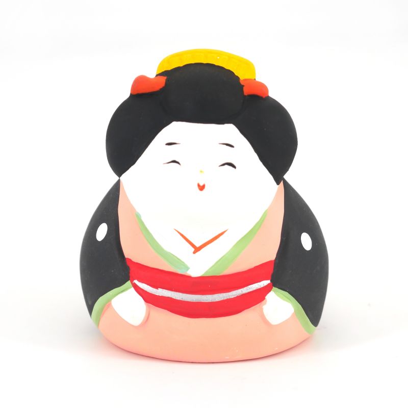 Piccolo ornamento fortune lady in ceramica giapponese - OFUKUSAN -