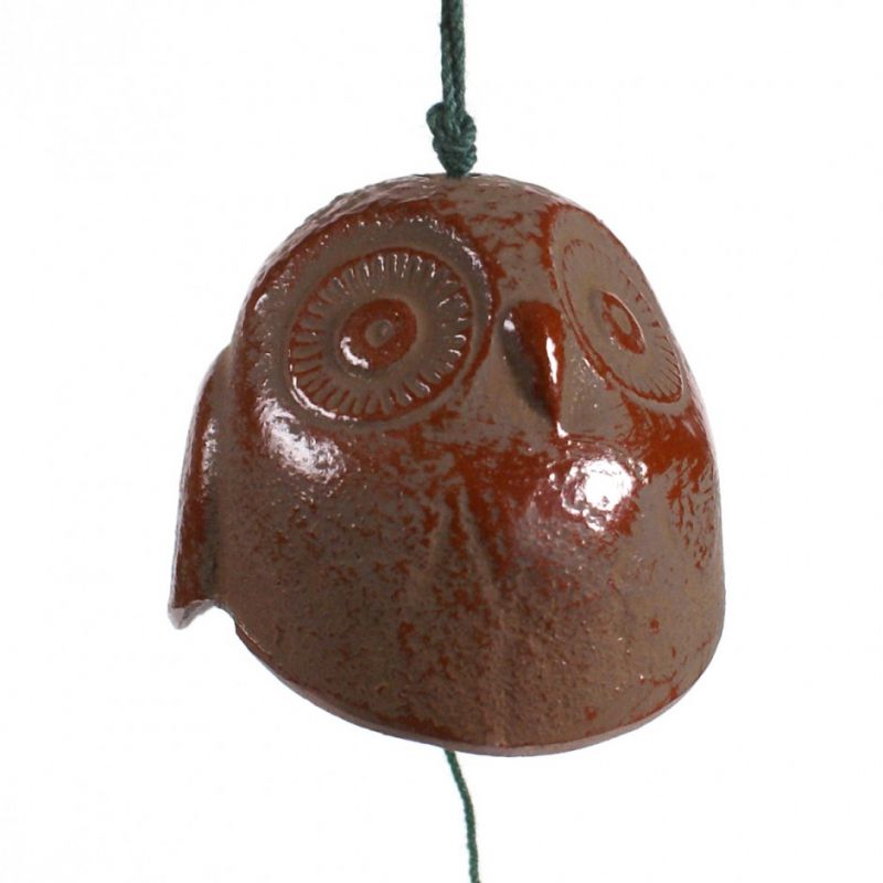Japan cast iron wind bell, FUKURO, owl