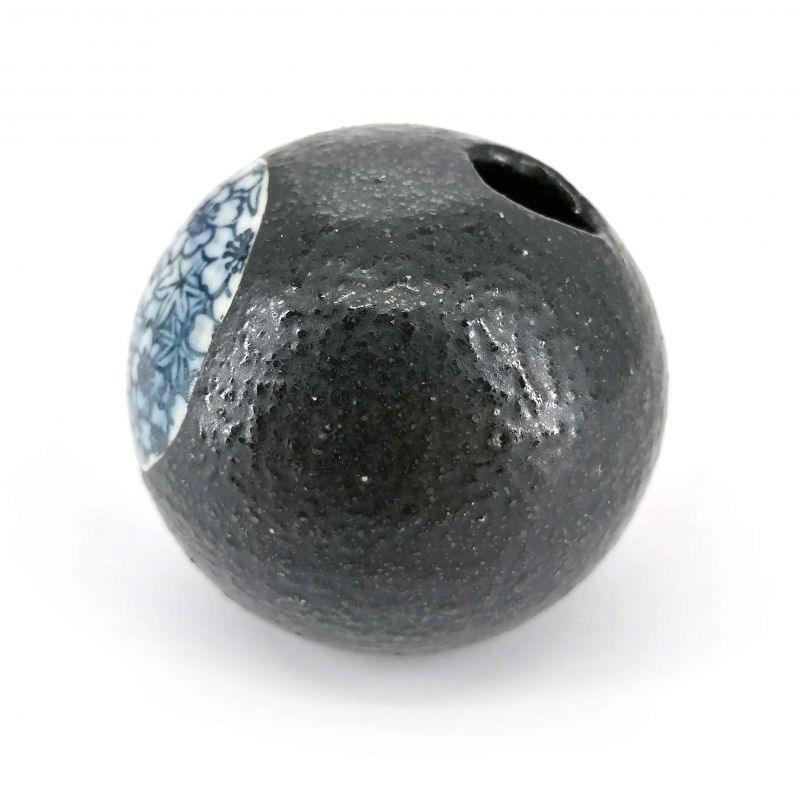 Japanese round soliflore vase, black - HANA MOMIJI