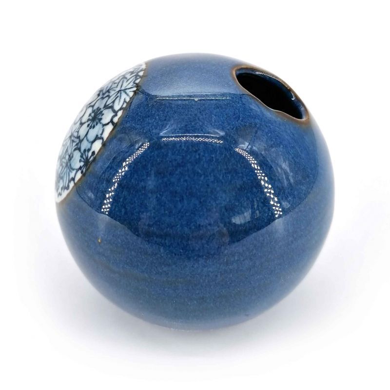 Japanese round soliflore vase, blue - HANA MOMIJI