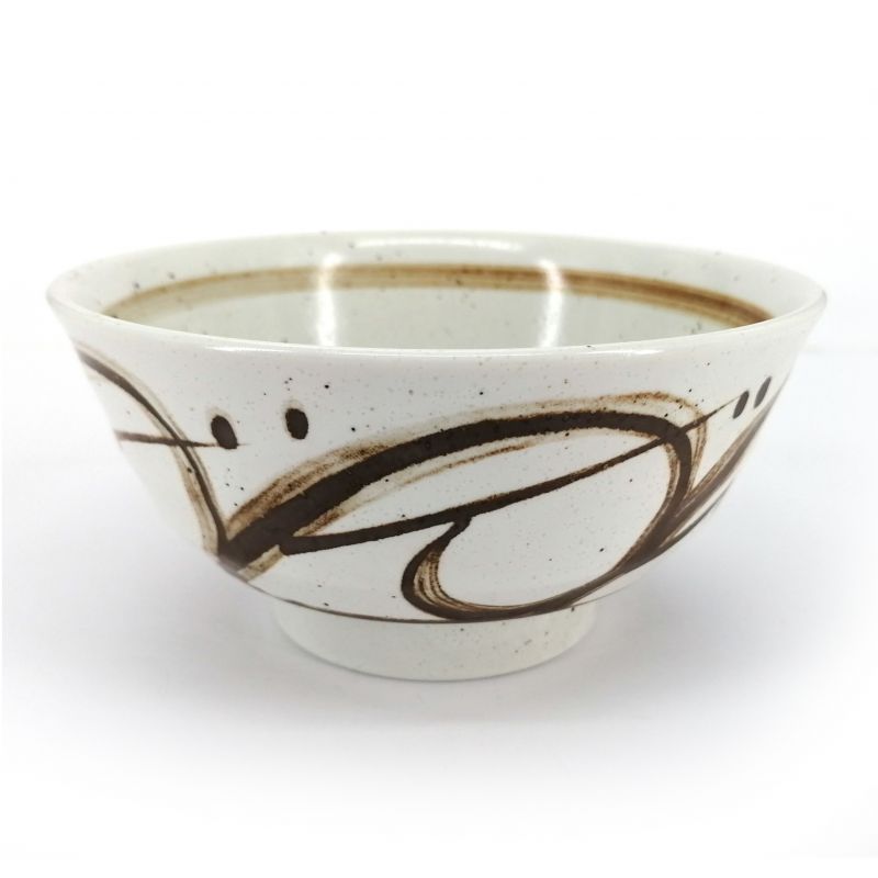 Bol donburi japonais en céramique beige motifs marron - SENPU - 15.5cm