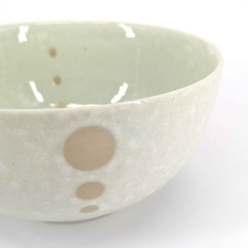 Bol donburi japonais en céramique blanc points beige - POINTO - 16cm