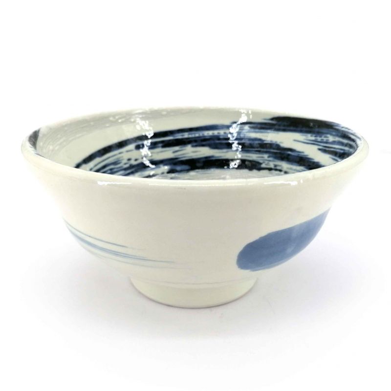 Bol japonais donburi en céramique blanc et bleu - AO UZUMAKI - 17cm