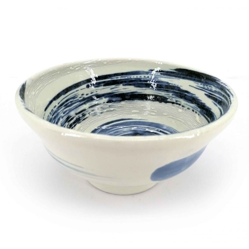 Bol japonais donburi en céramique blanc et bleu - AO UZUMAKI - 17cm