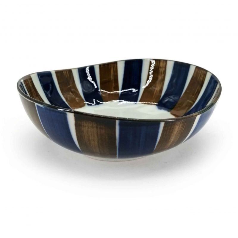 Bol donburi japonais en céramique bleu et marron - TSUTONRAIN - 17cm