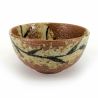 Japanese donburi bowl in brown ceramic bamboo pattern - TAKE