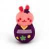 Bambola viola kimono Okiagari Usagi in tessuto chirimen - OKIAGARI USAGI - 5 cm