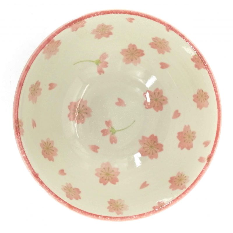 Japanische Donburi-Keramikschale, weiß und pink - SAKURA