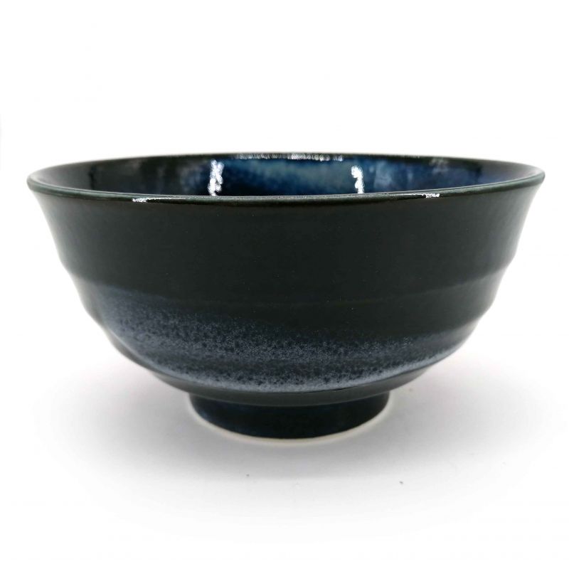 Bol japonais donburi en céramique bleu et noir - KAIYO - 17cm